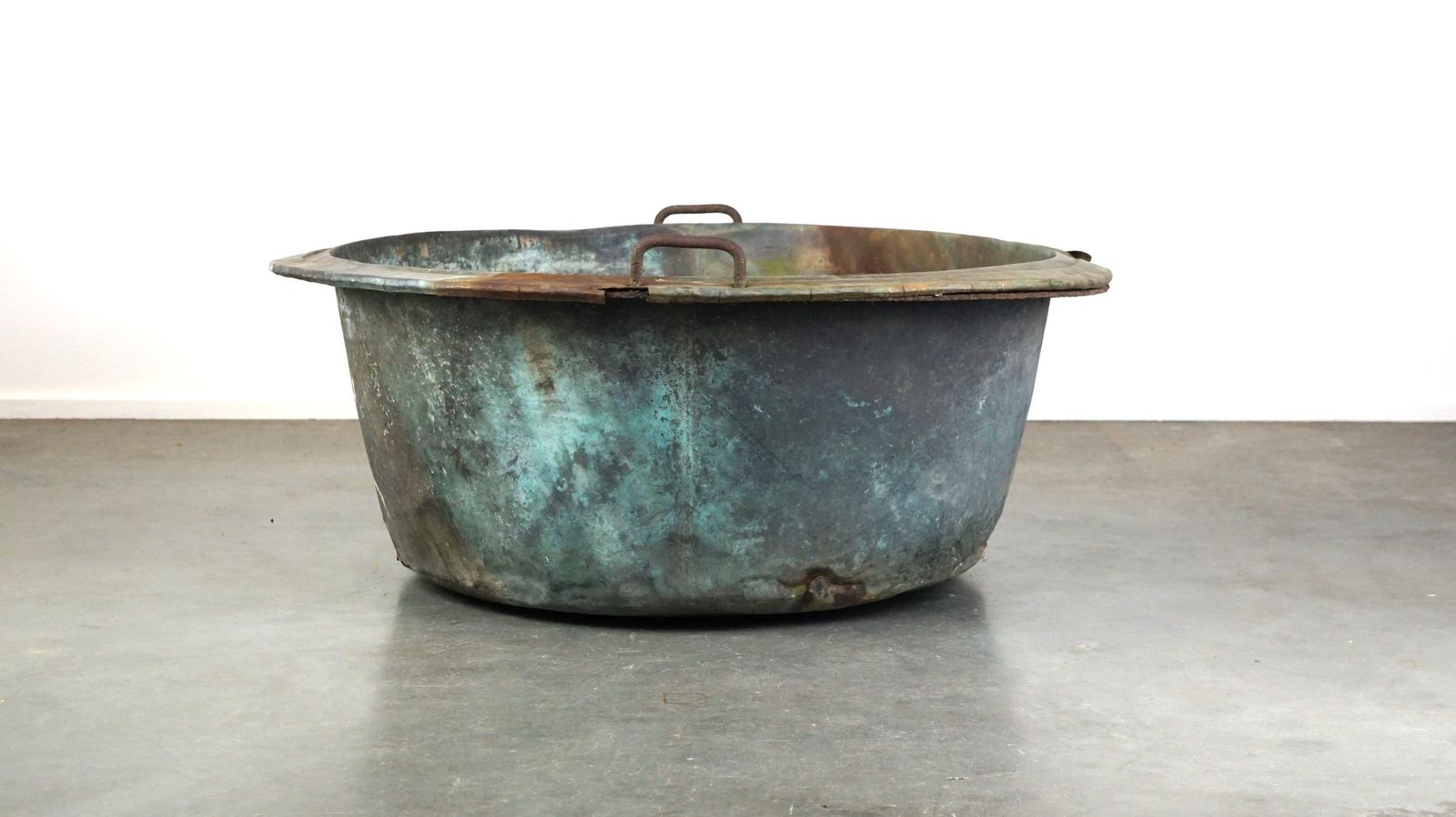 Unique Large Antique Copper Kettle/Trough With A Great Patina. Ideal For Firewood, Among Other Things photo for sale