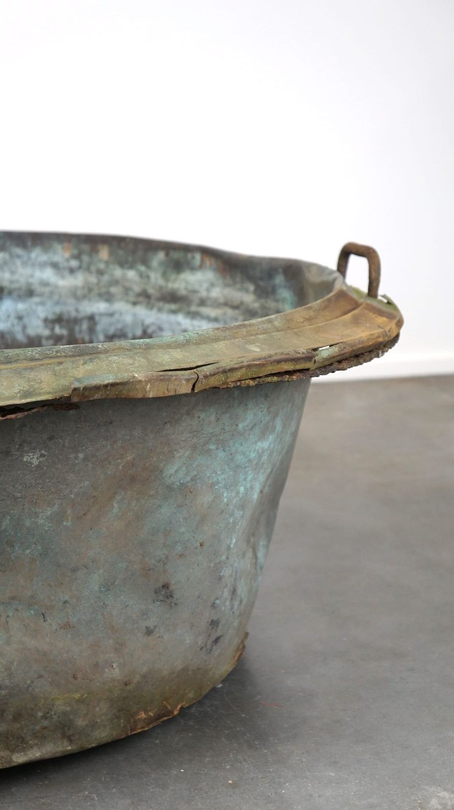 photo for sale Unique Large Antique Copper Kettle/Trough With A Great Patina. Ideal For Firewood, Among Other Things