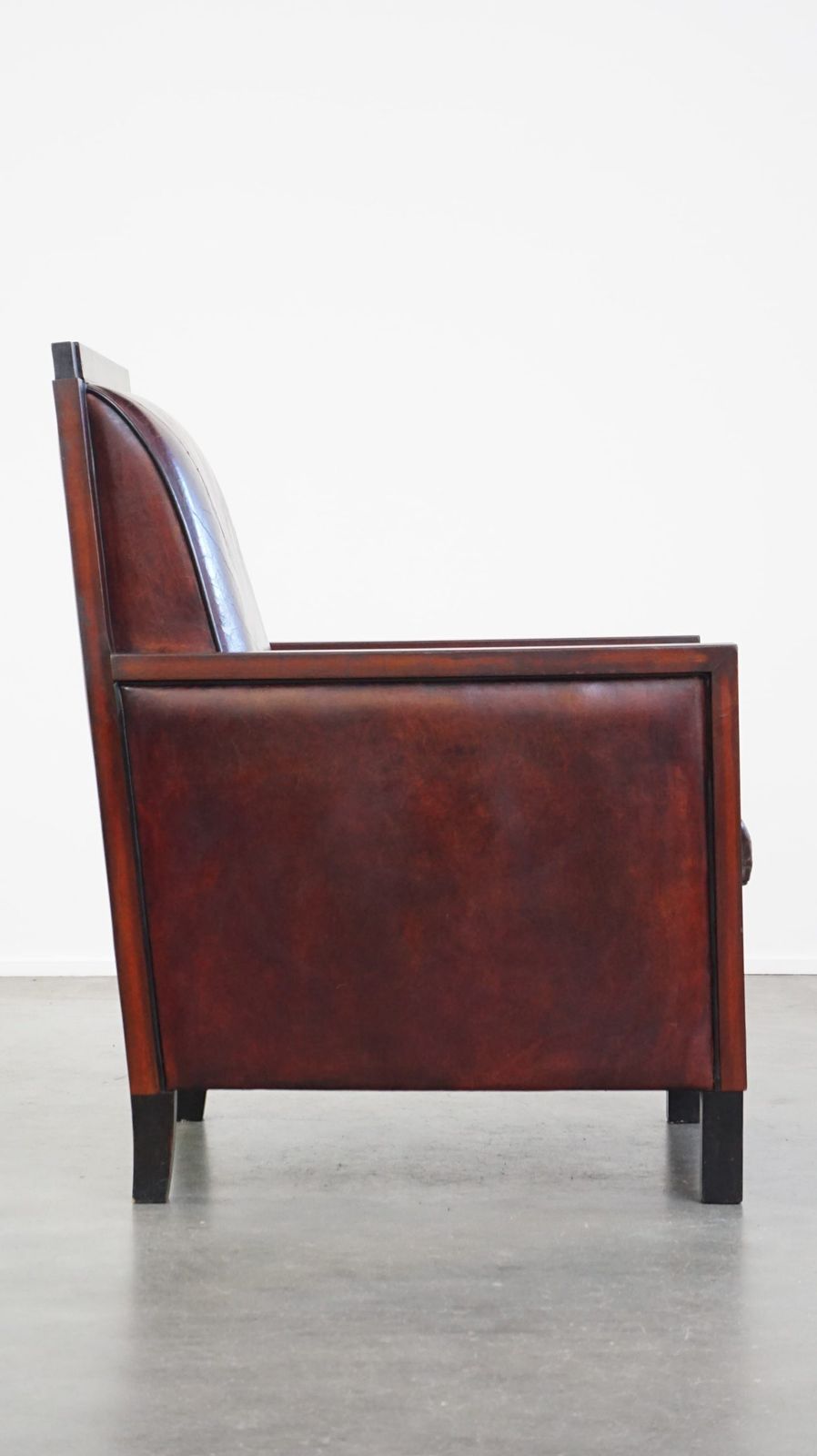Sheepskin Art Deco Design Armchair Combined With Wood And A Beautiful Patina photo for sale