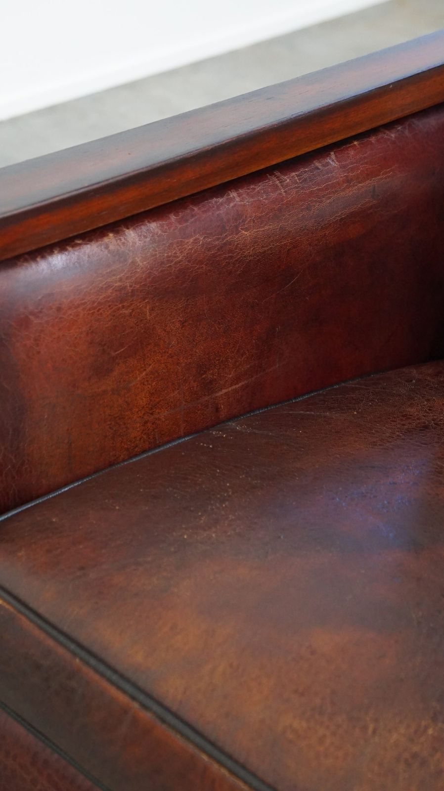 1265.2944 Sheepskin Art Deco Design Armchair Combined With Wood And A Beautiful Patina photo