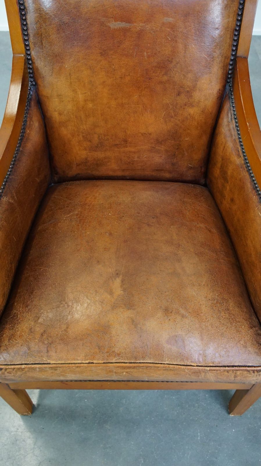 Stately, Luxurious Sheepskin Art Deco Design Armchair Combined With Wood photo vinterior