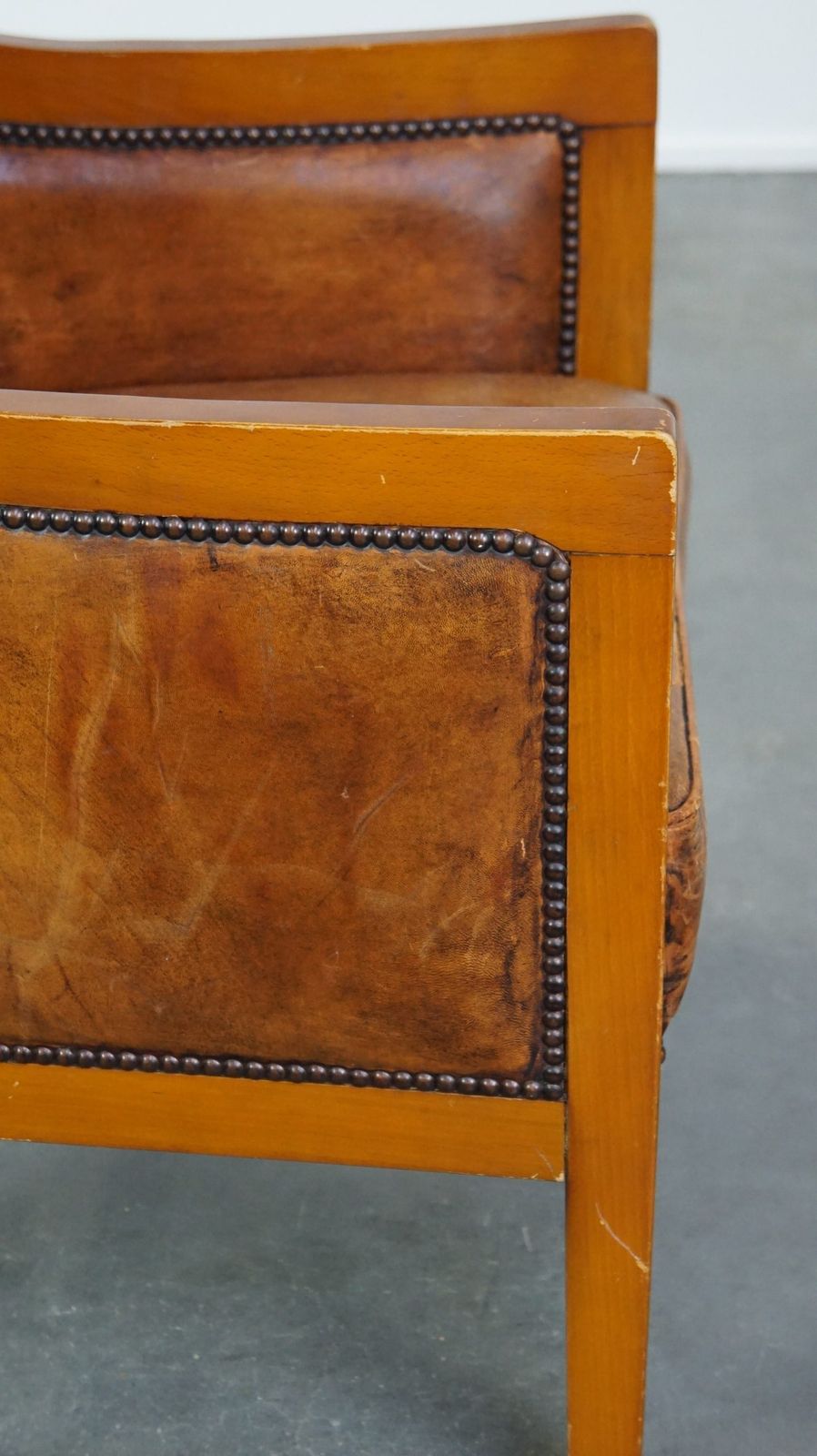 Furniture Stately, Luxurious Sheepskin Art Deco Design Armchair Combined With Wood photo