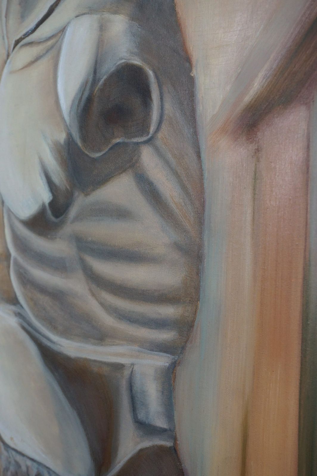 Set Of Large Paintings, Torso On Canvas, Greek Representation photo 701.9784