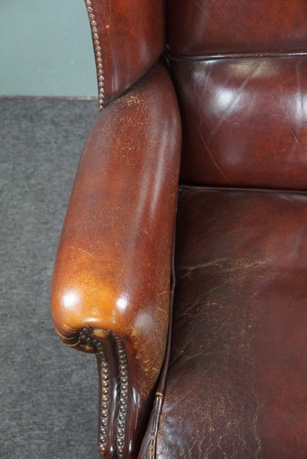 Warm Brown Sheepskin Wing Chair With Character photo buy