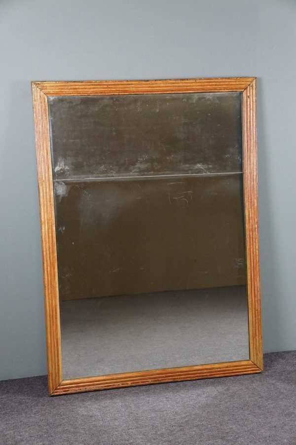 Large Antique Gilded Mantelpiece Mirror With Top Patina, 18th Century photo furniture