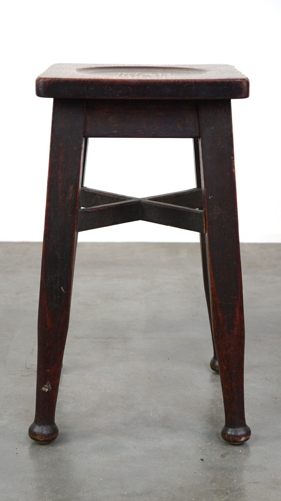Antique English Solid Oak Stool With A Touch Of Art Nouveau Style photo 259.99199999999996