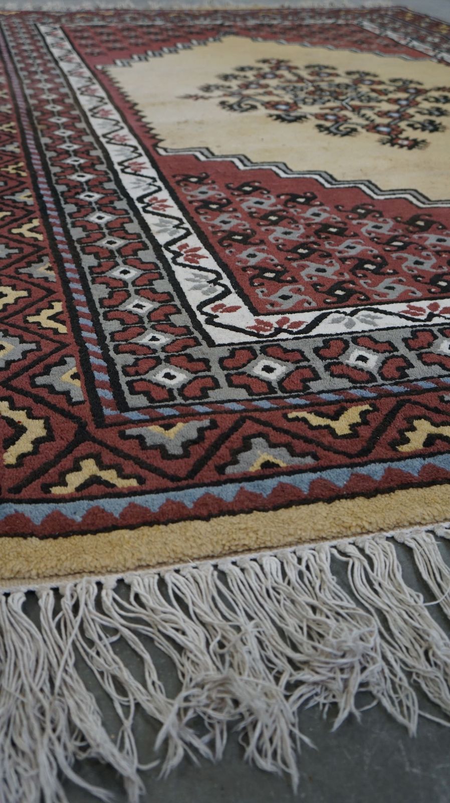 Vintage Wool Rug Mainly Purple And Yellow Tones 255x150cm photo Textiles
