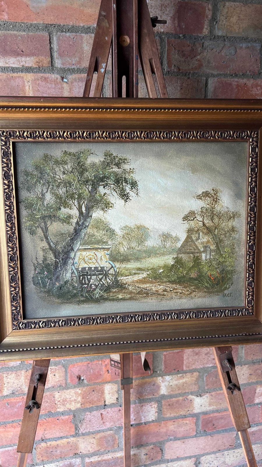 Framed Mid Century Oil Painting – Rural Landscape Scene photo for sale