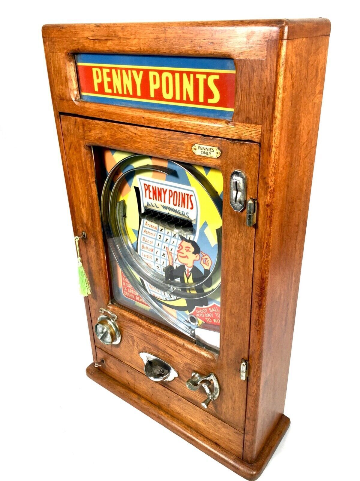 photo vinterior Antique 1950s Oliver Whales Penny Points Arcade Coin Operated Machine Working