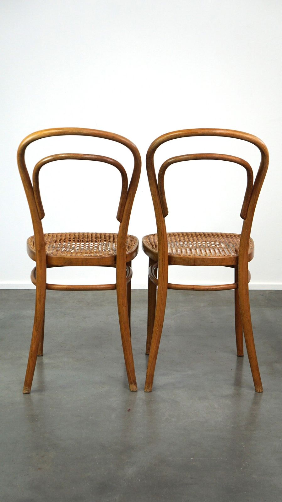Nice Set Of 2 Brown Vintage Thonet/Bistro Chairs With Woven Seats photo Furniture