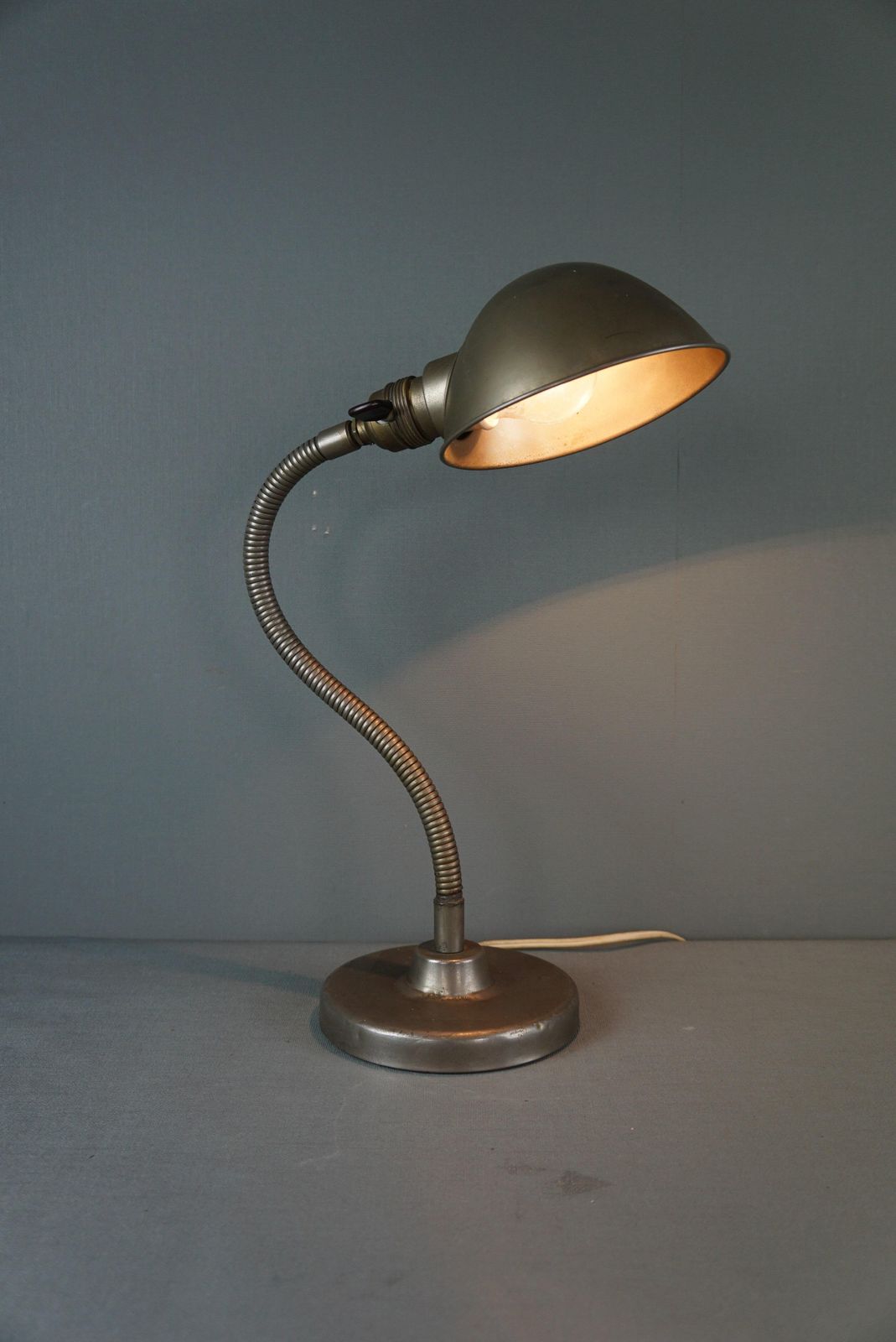 Vintage Metalen Bureaulamp Met Gooseneck