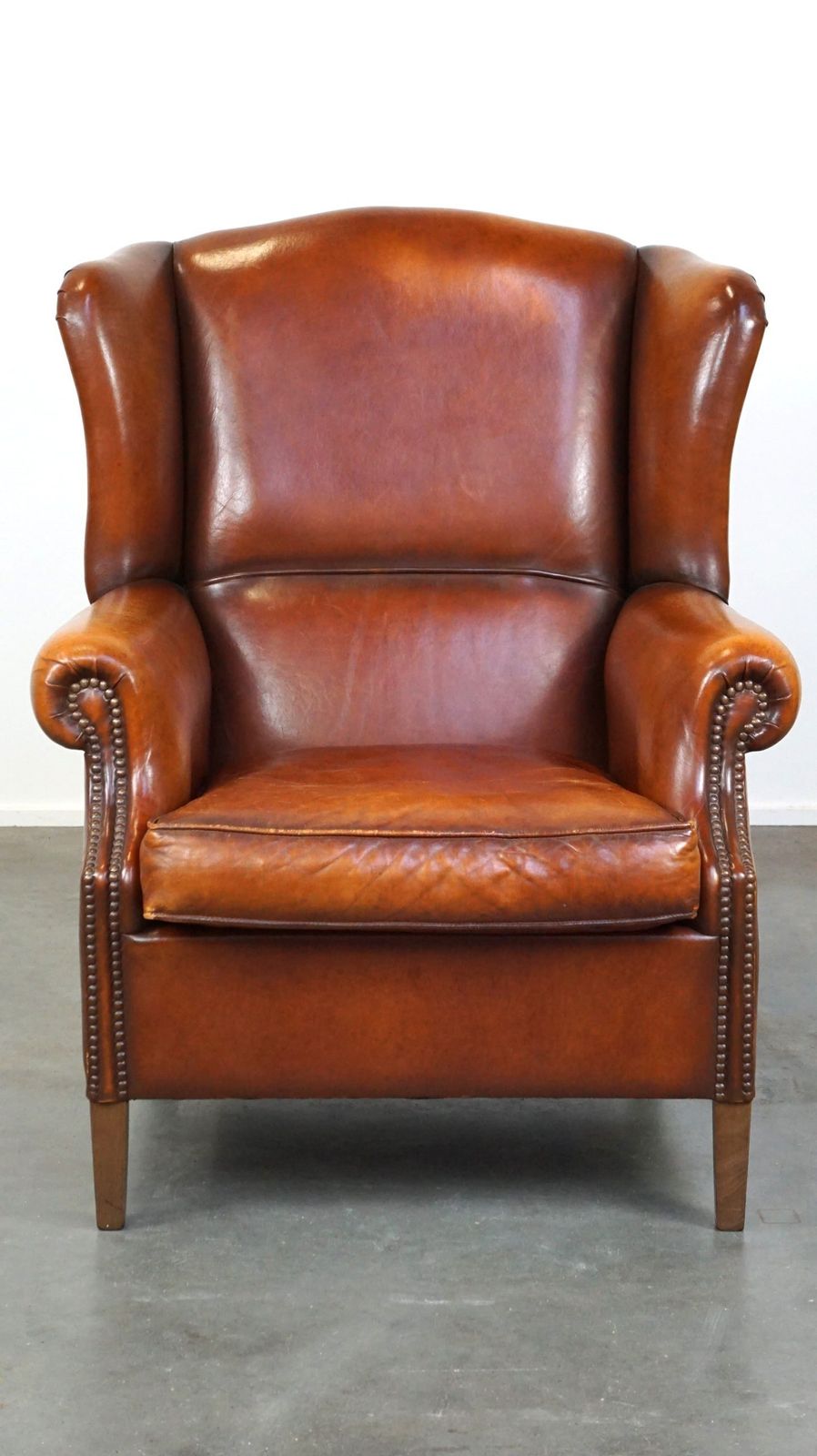 Beautiful And Comfortable Sheepskin Wing Chair With A Wonderful Patina photo furniture