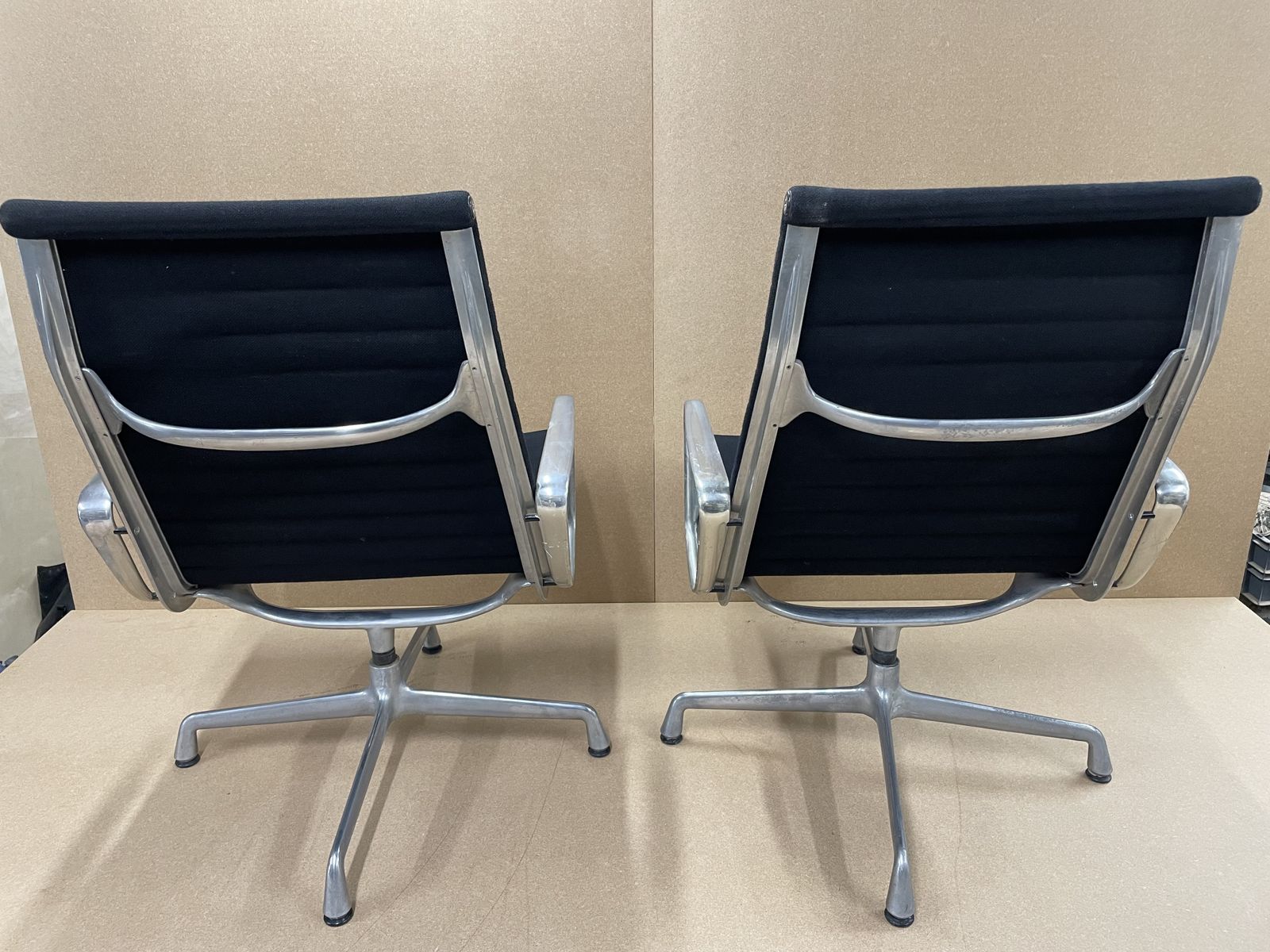 Pair Of Eames Chairs Black Sack Cloth Ea116 Easy Lounge Chairs photo buy