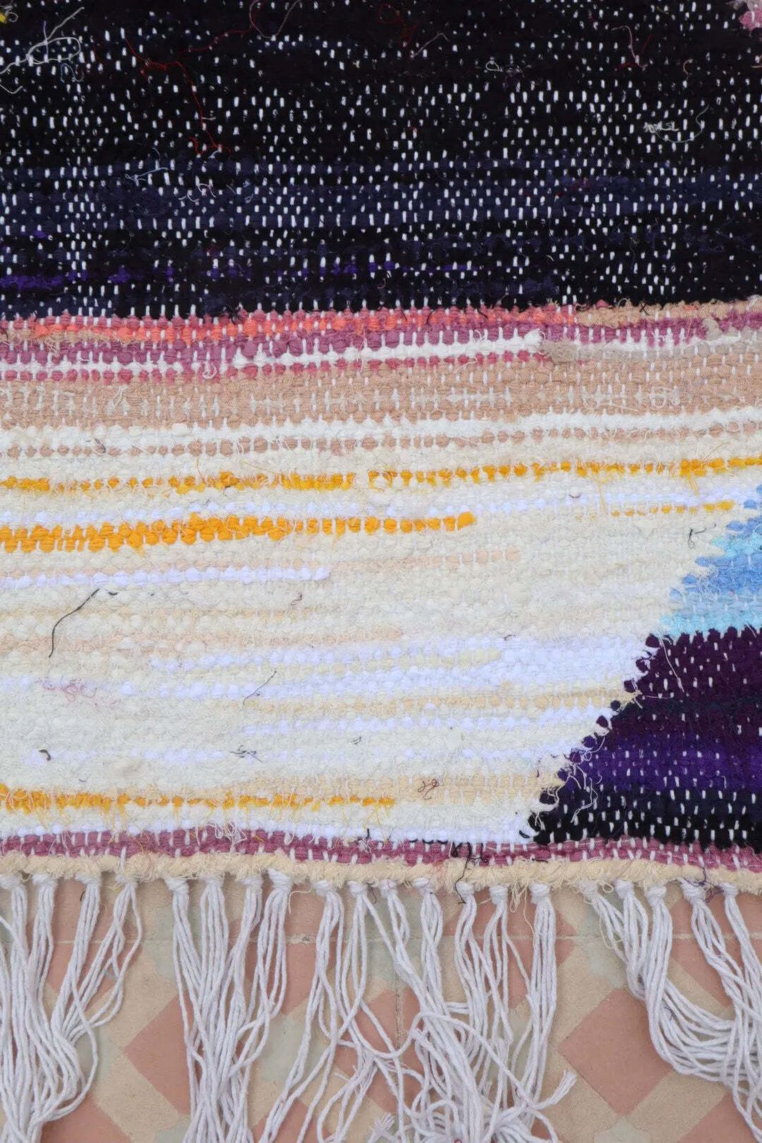 Tapis Berbère Kilim Boucherouite Coloré Multicolore   260 X 150 Cm photo Textiles