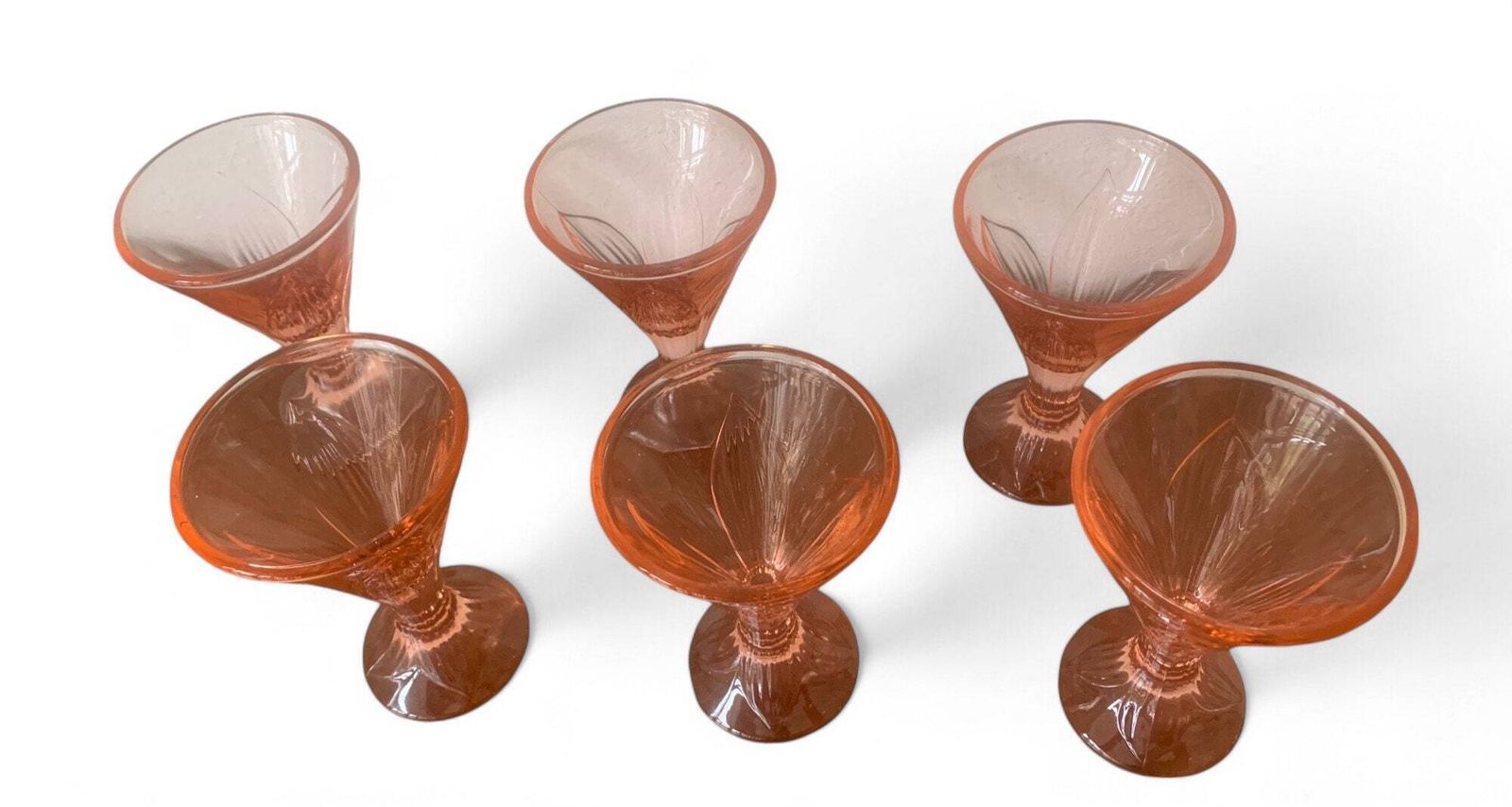 Vintage French Glassware | Set Of 6 | Ice Cream Coupes | Bowls | Blush Pink Glassware | Rosaline | Art Deco 1960s | Depression Glass photo Home Decor