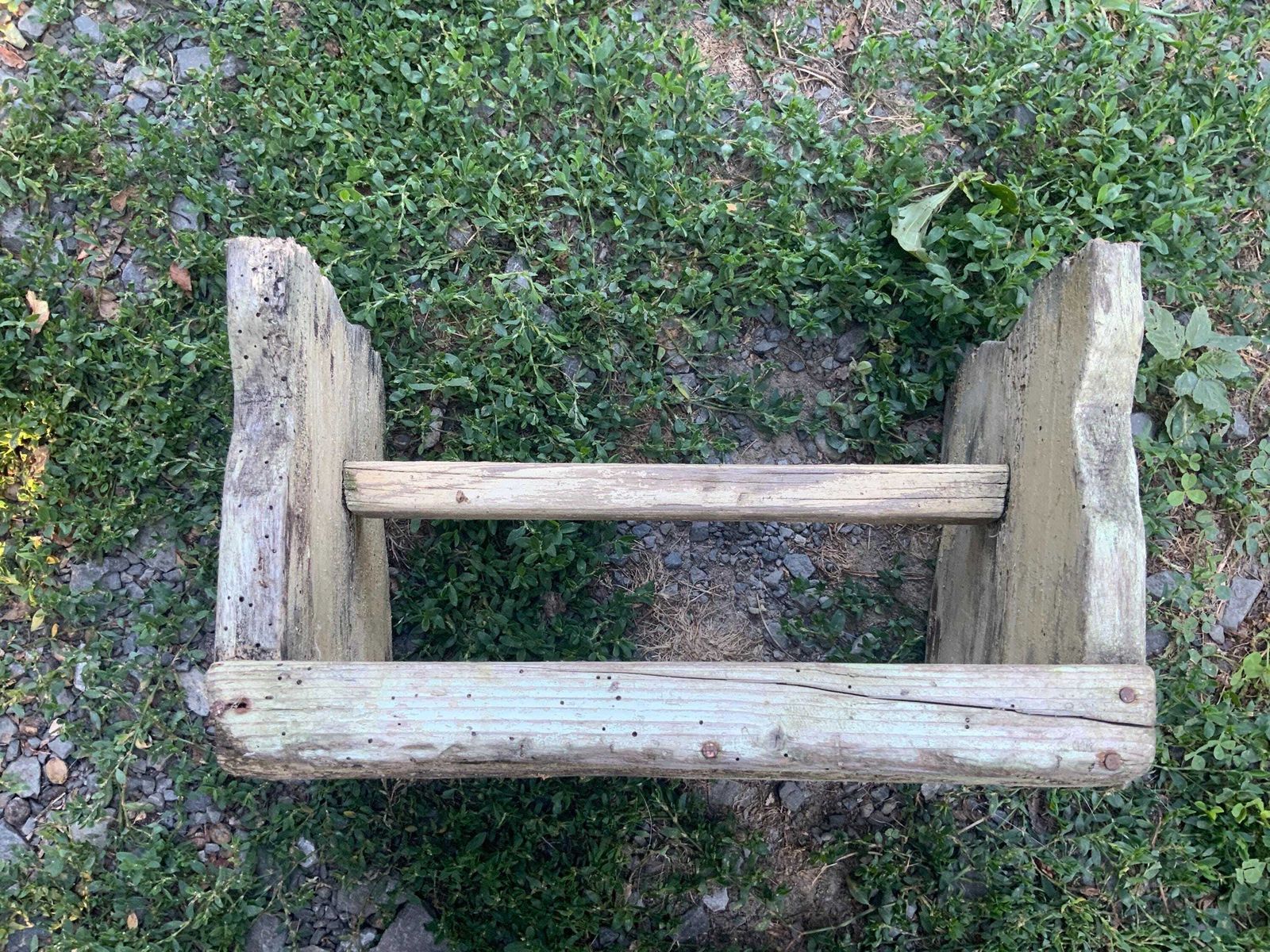 Res Scratch Built Antique Wooden Vintage Green Milking Stool Or Small Table, Rustic Farmhouse Seat Step Cute Pot Stand C1940s photo Furniture