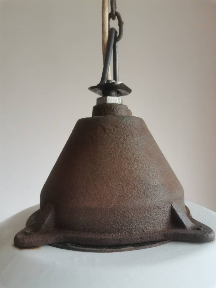 Industrial White Factory Cow Shed Hungarian Pendant Large Lamp Lighting Kitchen Refurbished photo vinterior