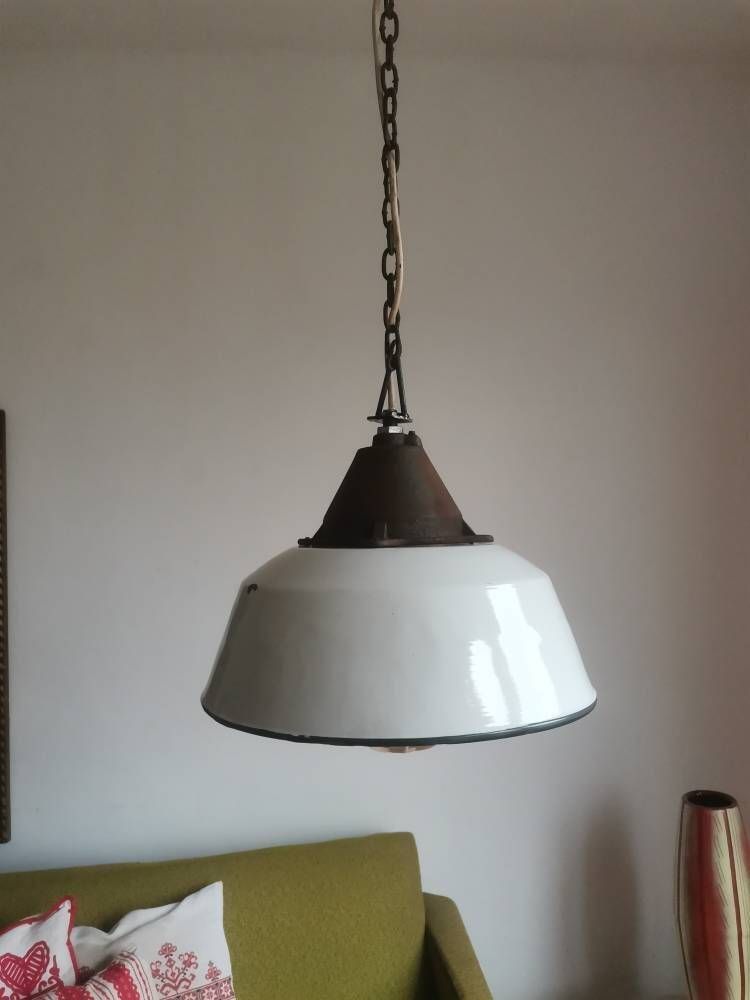 photo furniture Industrial White Factory Cow Shed Hungarian Pendant Large Lamp Lighting Kitchen Refurbished