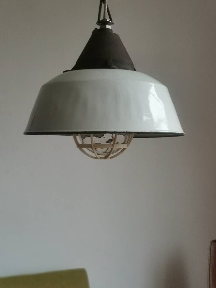 photo for sale Industrial White Factory Cow Shed Hungarian Pendant Large Lamp Lighting Kitchen Refurbished