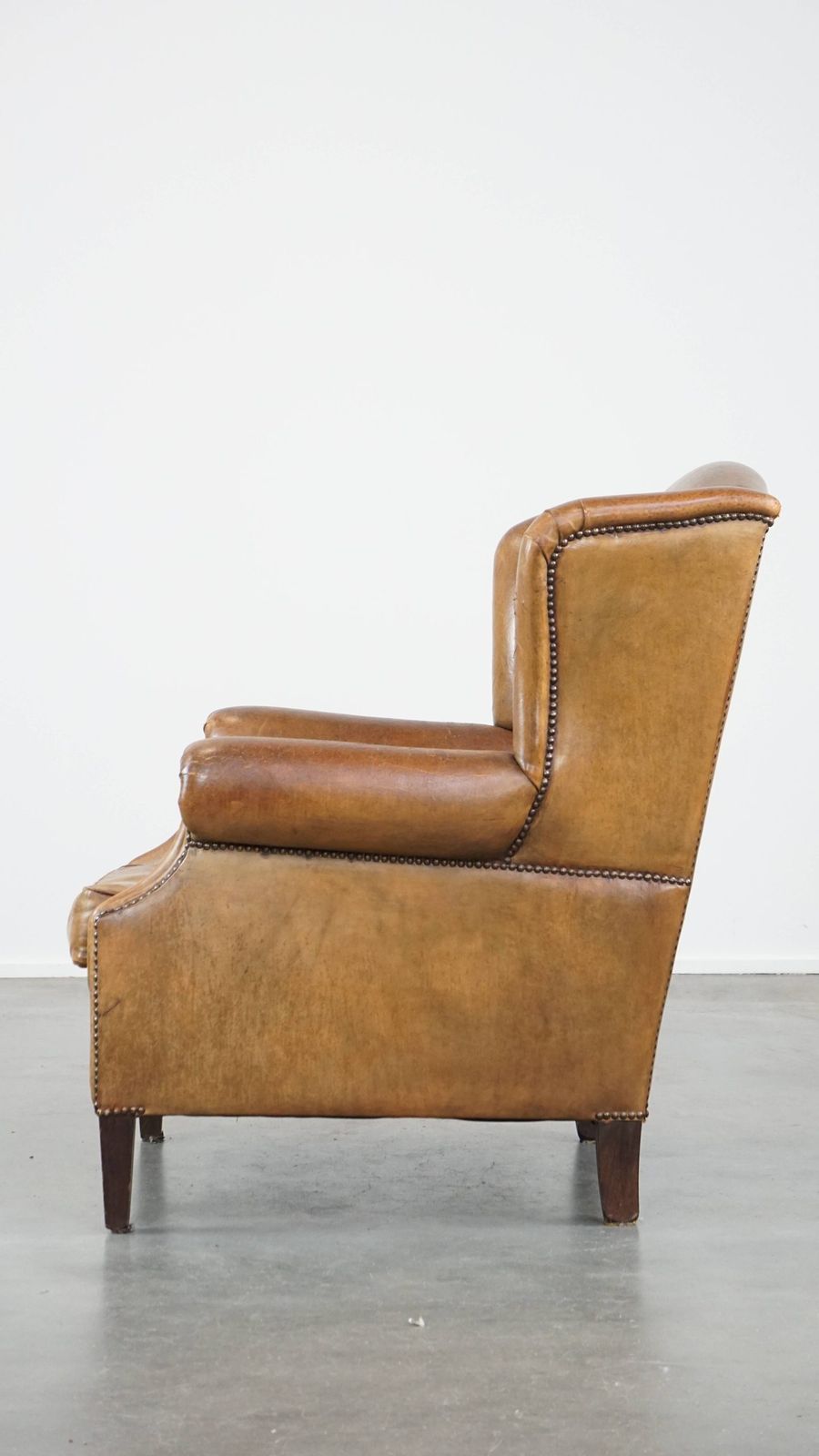 Beautiful Sheepskin Wing Chair With A Very Nice Color And Patina photo 798.3920999999999