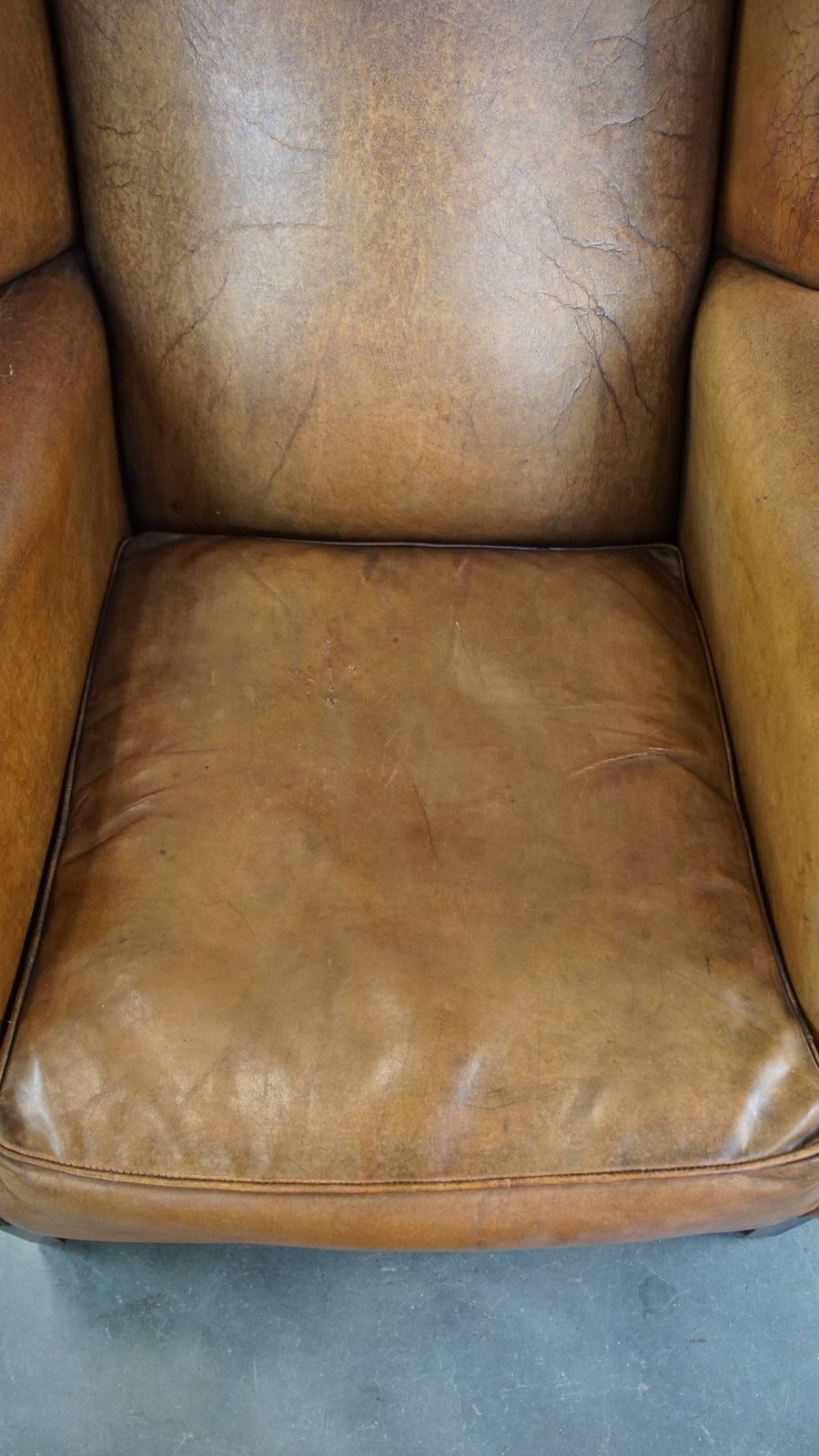 Beautiful Sheepskin Wing Chair With A Very Nice Color And Patina photo vinterior