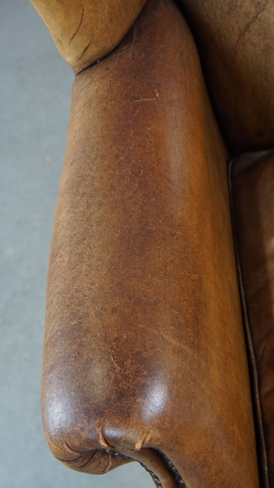 Beautiful Sheepskin Wing Chair With A Very Nice Color And Patina photo buy