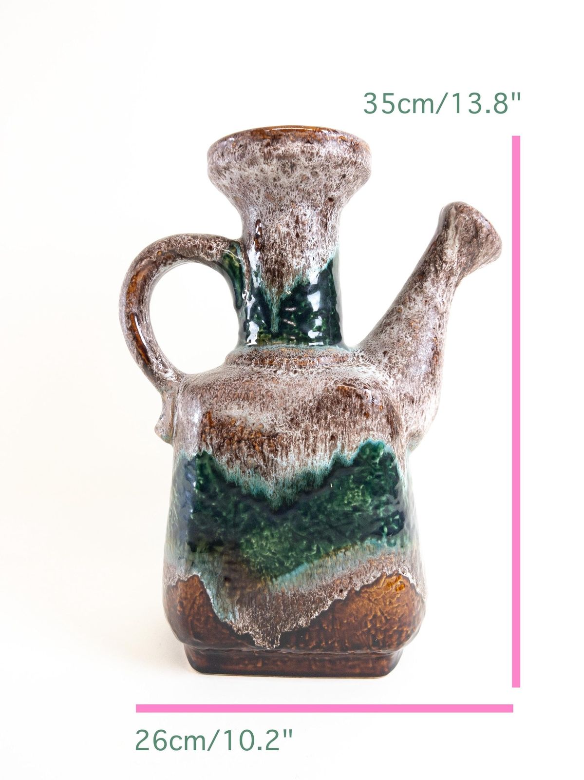 Xl Dümler And Breiden Fat Lava Vase   West German Pottery Water Jug   Green And White Fat Lava Ceramic Vase 605 35 photo Home Decor