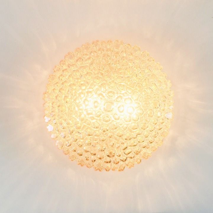 Mid Century Amber Bubble Glass Ceiling Light By Helena Tynell For Limburg, Germany, 1970s photo vinterior
