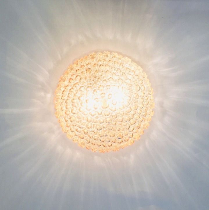 Mid Century Amber Bubble Glass Ceiling Light By Helena Tynell For Limburg, Germany, 1970s photo vintage