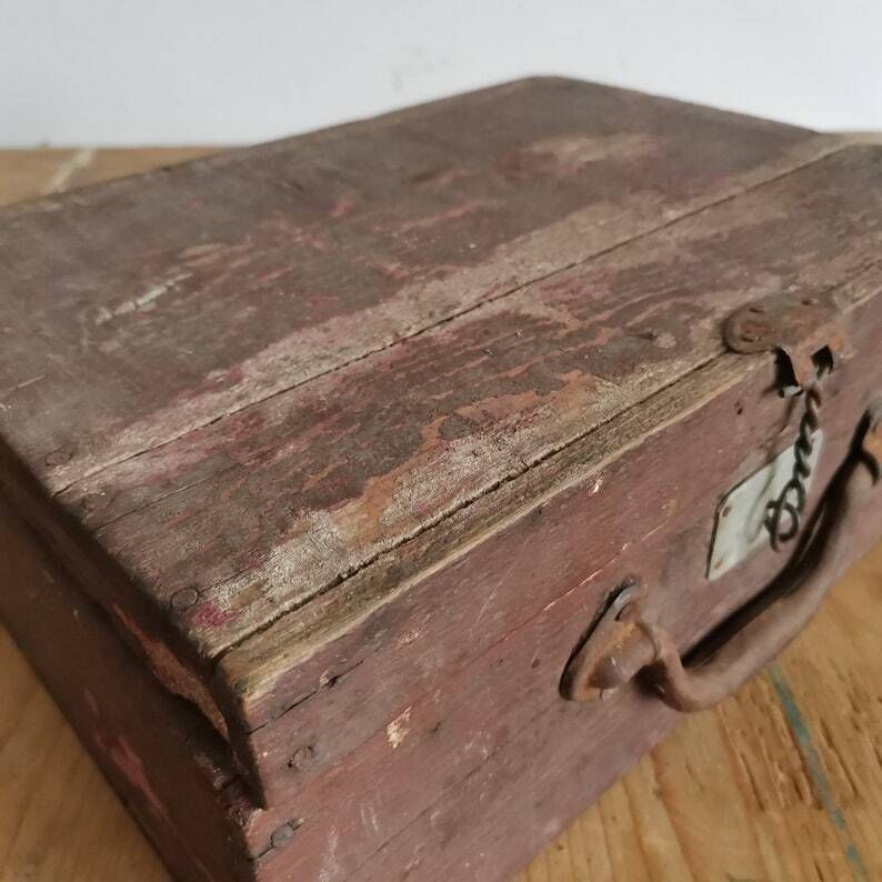 Shabby Trunk C1930, Rustic Cabinet Storage Box, Jewelry, Herb Cupboard, Up Cycle, Organise Trinket, Hand Made, Primitive Case Scratch Built photo Furniture