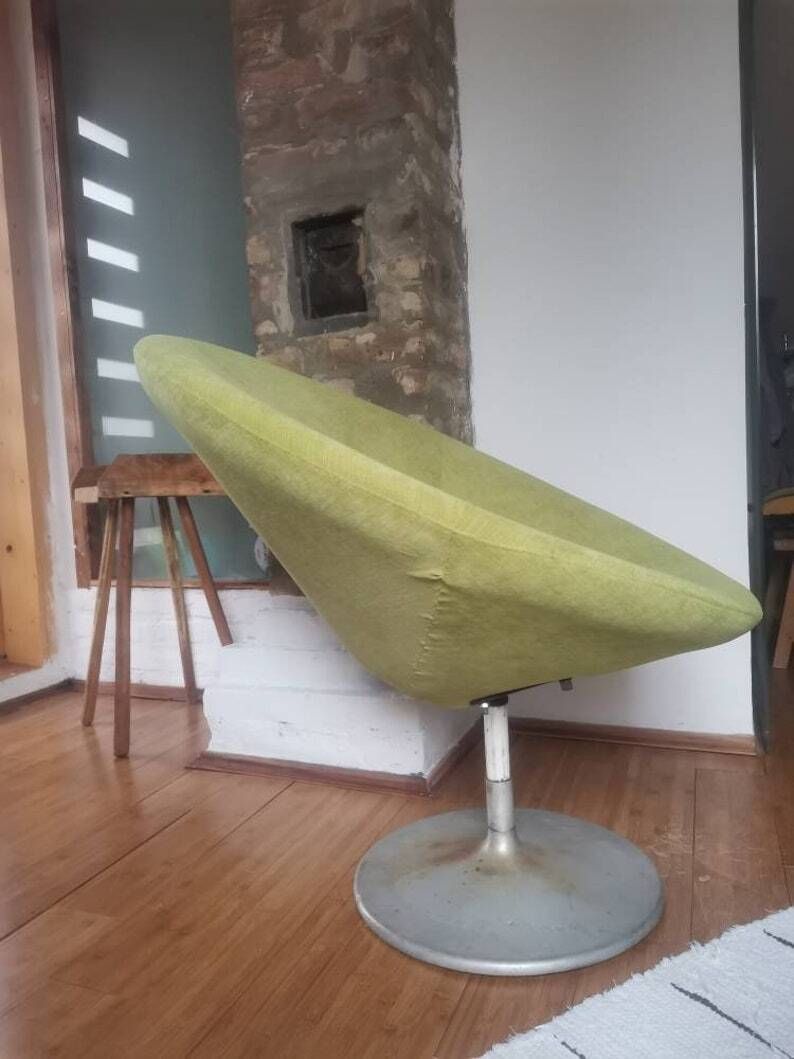 Original Upholstered Satellite Chair Mid Century Modern Lounge Chair German Vintage Iconic Seating Soft Cotton Upholstery 1950s photo furniture