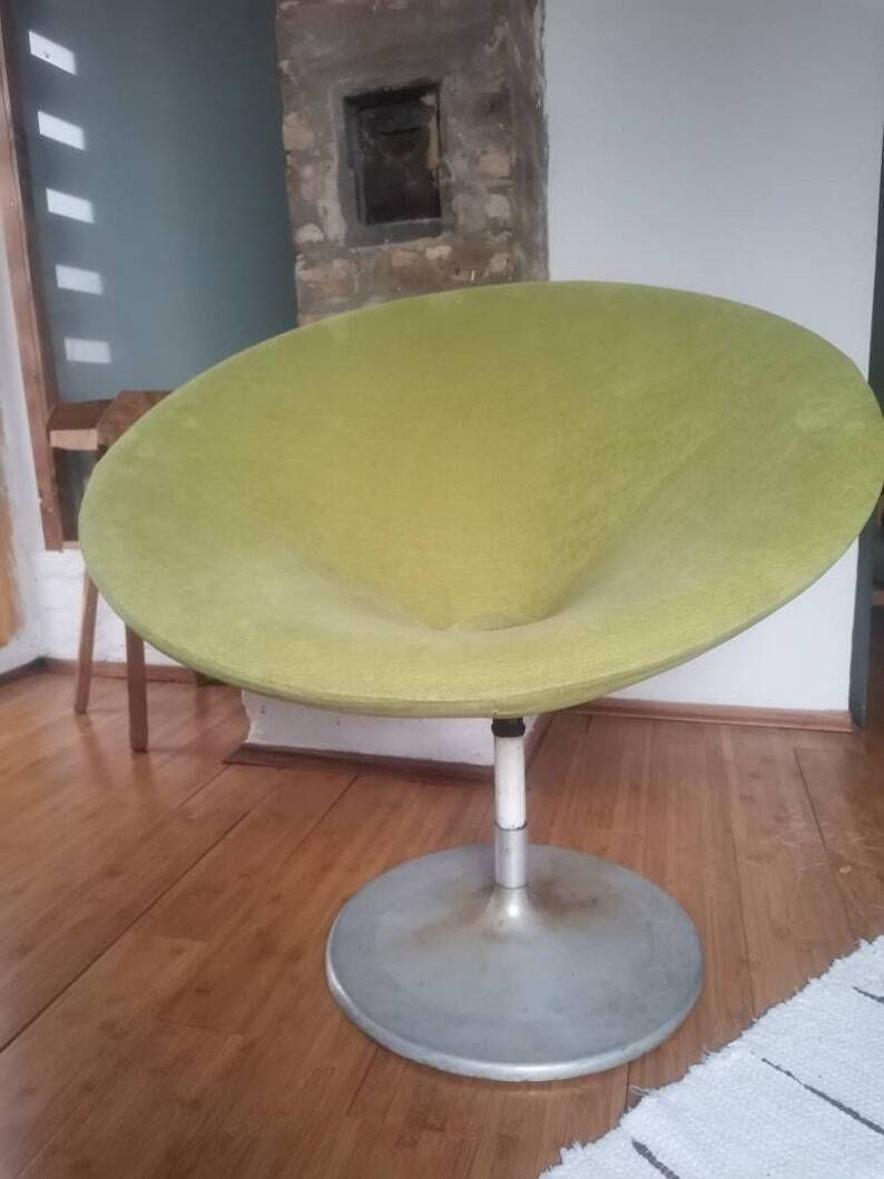 Original Upholstered Satellite Chair Mid Century Modern Lounge Chair German Vintage Iconic Seating Soft Cotton Upholstery 1950s photo for sale