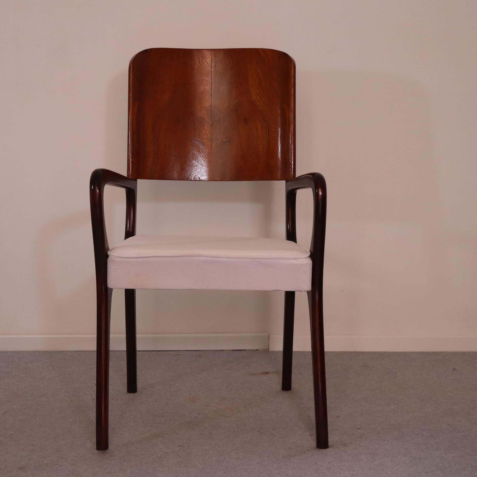 Mid Century Modern Italian Maple And White Velvet Chair, 1950s photo furniture