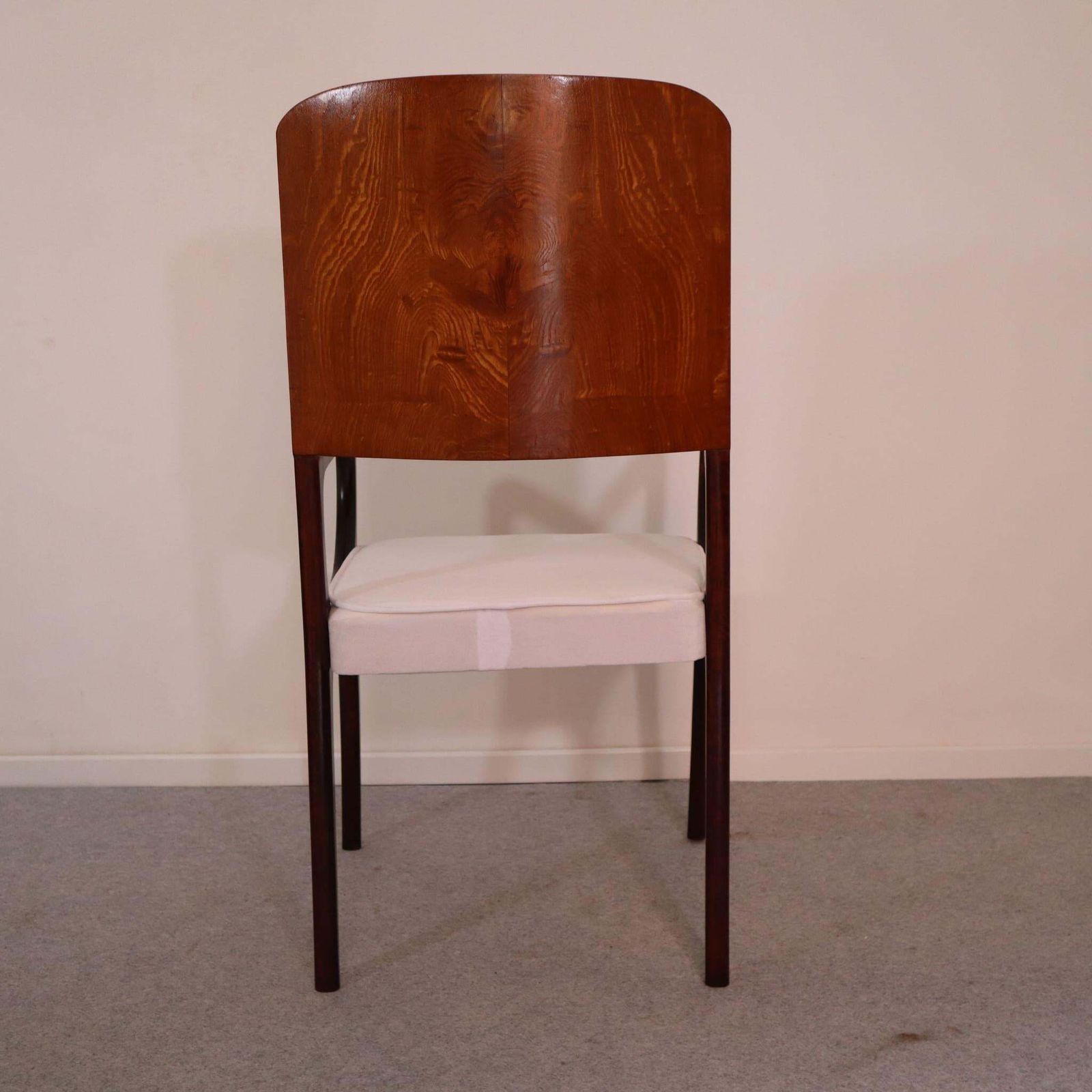 Mid Century Modern Italian Maple And White Velvet Chair, 1950s photo vinterior