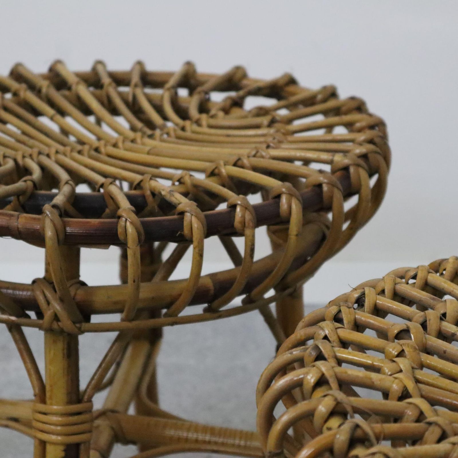 Mid Century Modern Rattan And Bamboo Ottoman Stool Franco Albini, Italy, 1960s photo buy