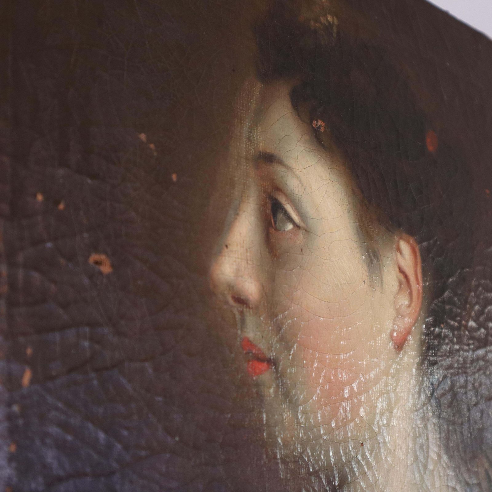 18th Century French Noblewoman Portrait, Oil On Canvas photo Art