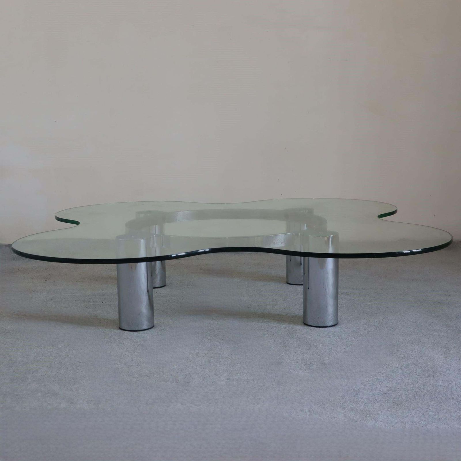 Mid Century Modern Steel Glass Coffee Table By Lorenzo Burchiellaro, Italy 1970s photo for sale