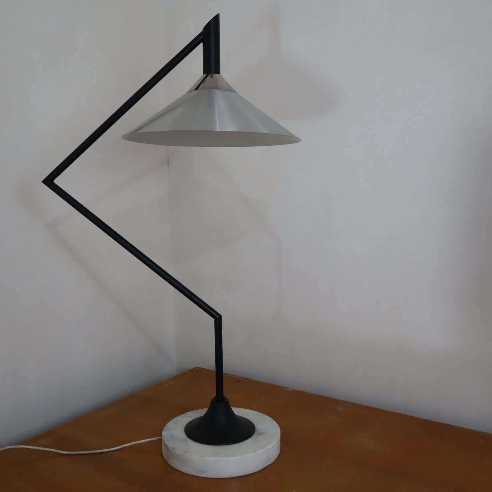Mid Century Modern Marble Metal Table Lamp Gino Sarfatti Flos Style Italy 1970 photo furniture