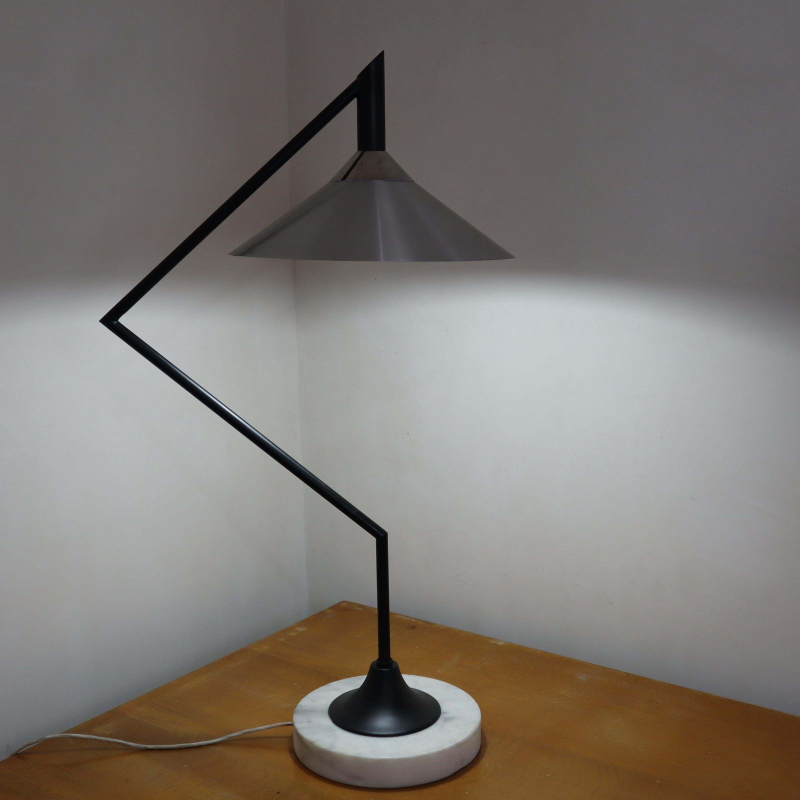 Mid Century Modern Marble Metal Table Lamp Gino Sarfatti Flos Style Italy 1970 photo 398.0