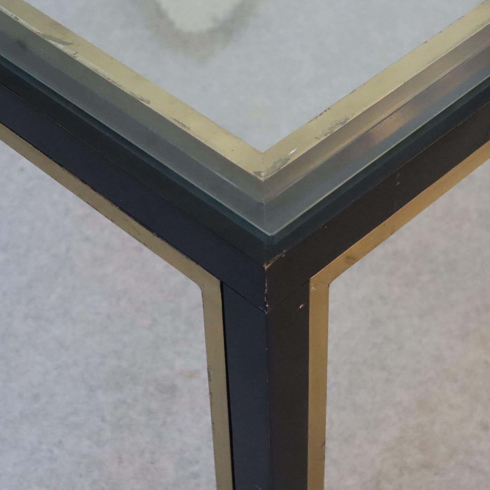 Italian Desk Writing Table Glass Top Metal Brass Structure By Romeo Rega 1970 photo Furniture