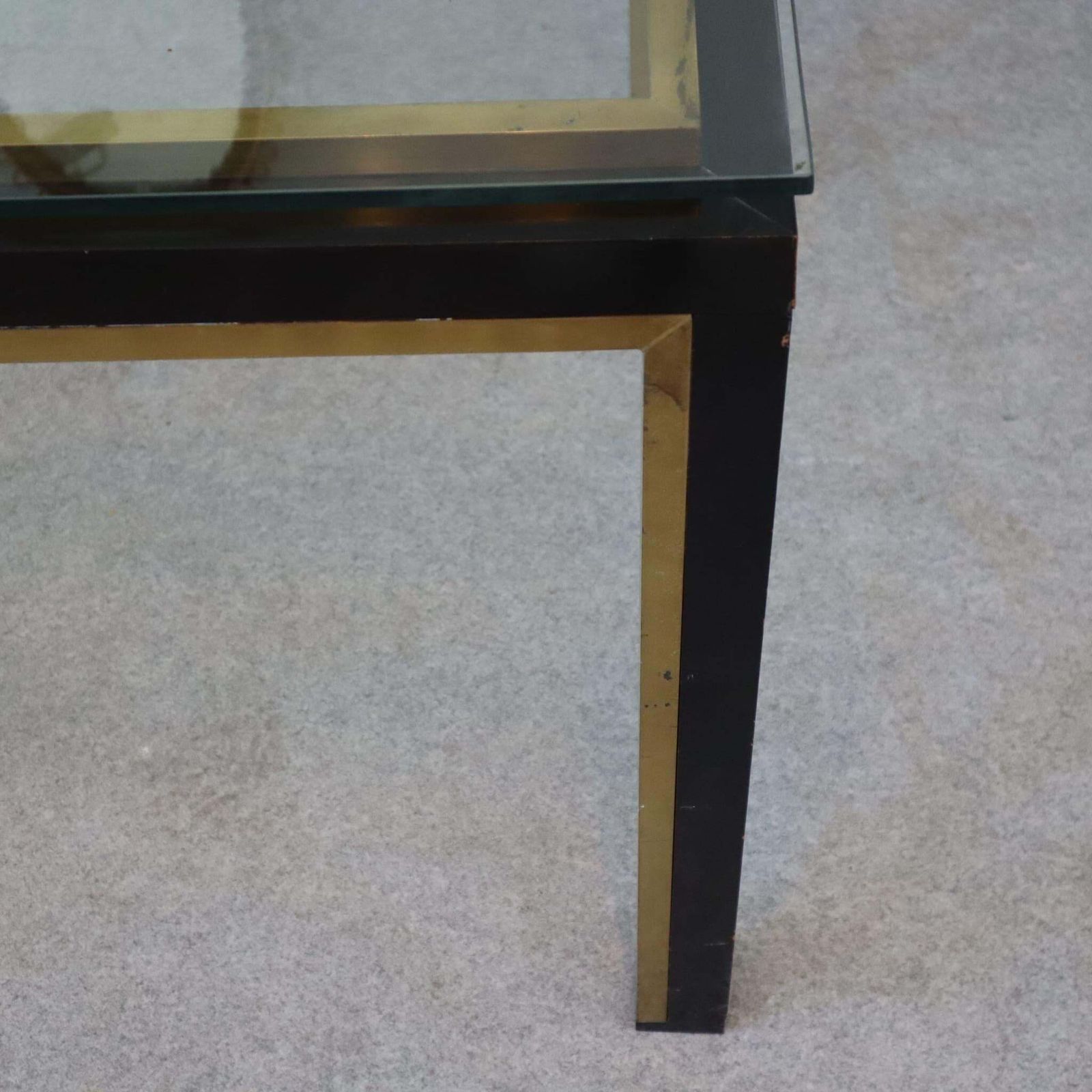 Italian Desk Writing Table Glass Top Metal Brass Structure By Romeo Rega 1970 photo buy