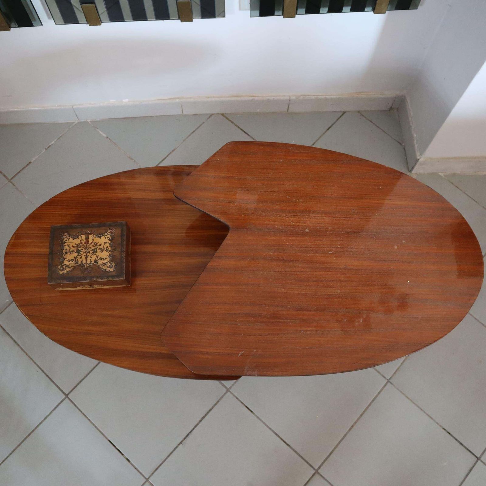 Italian Mid Century Coffee Table In Mahogany And Metal By Isa Bergamo, 1960s photo for sale