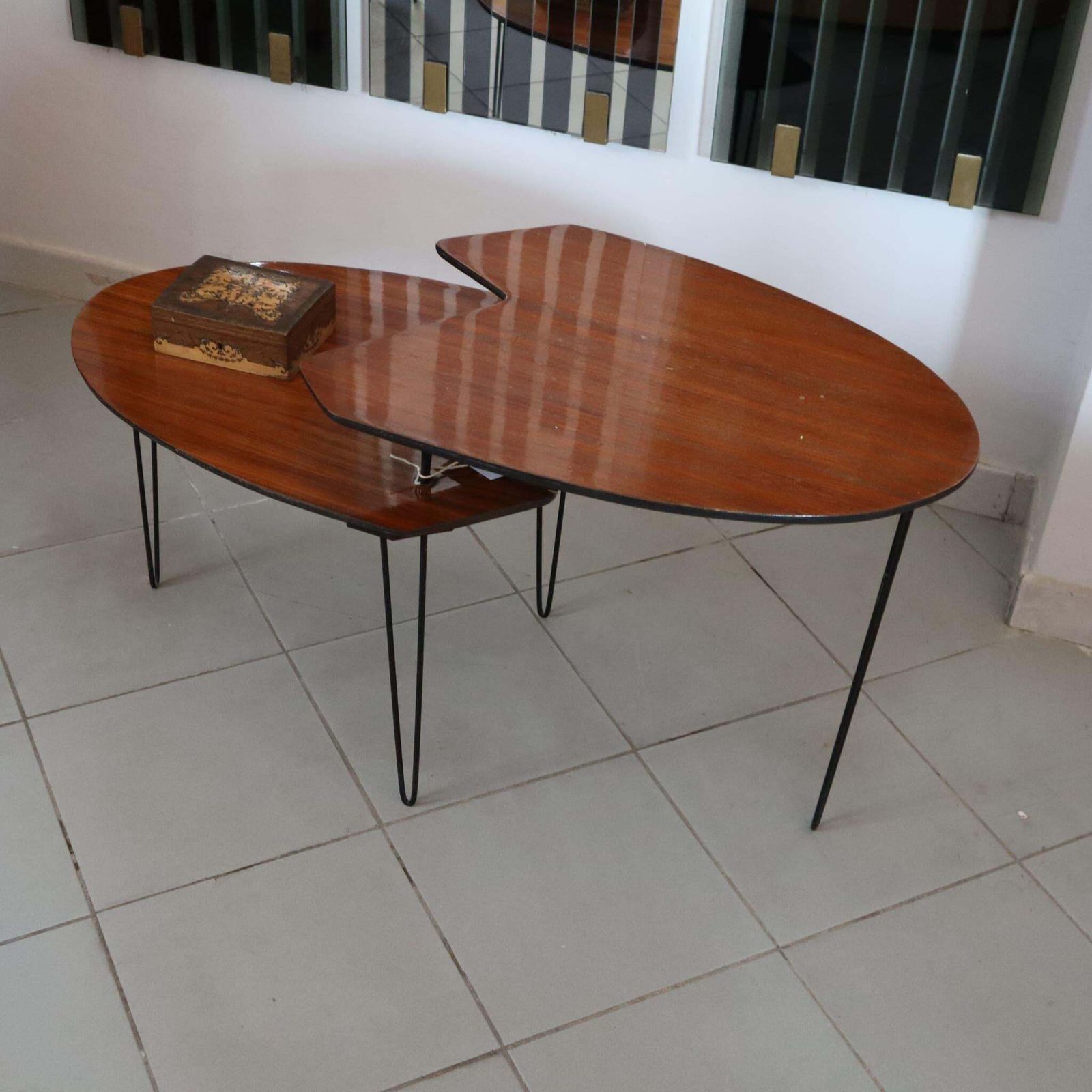 Italian Mid Century Coffee Table In Mahogany And Metal By Isa Bergamo, 1960s photo 1178.0