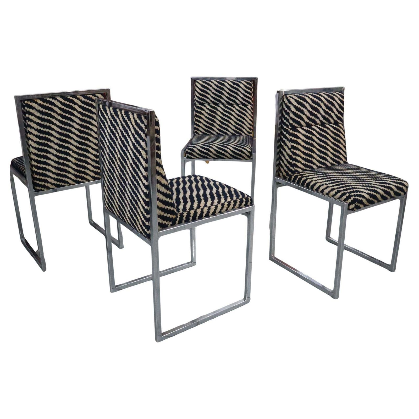 Mid Century Modern Italian Chairs By Nanda Vigo For Driade 1972, Set Of Four