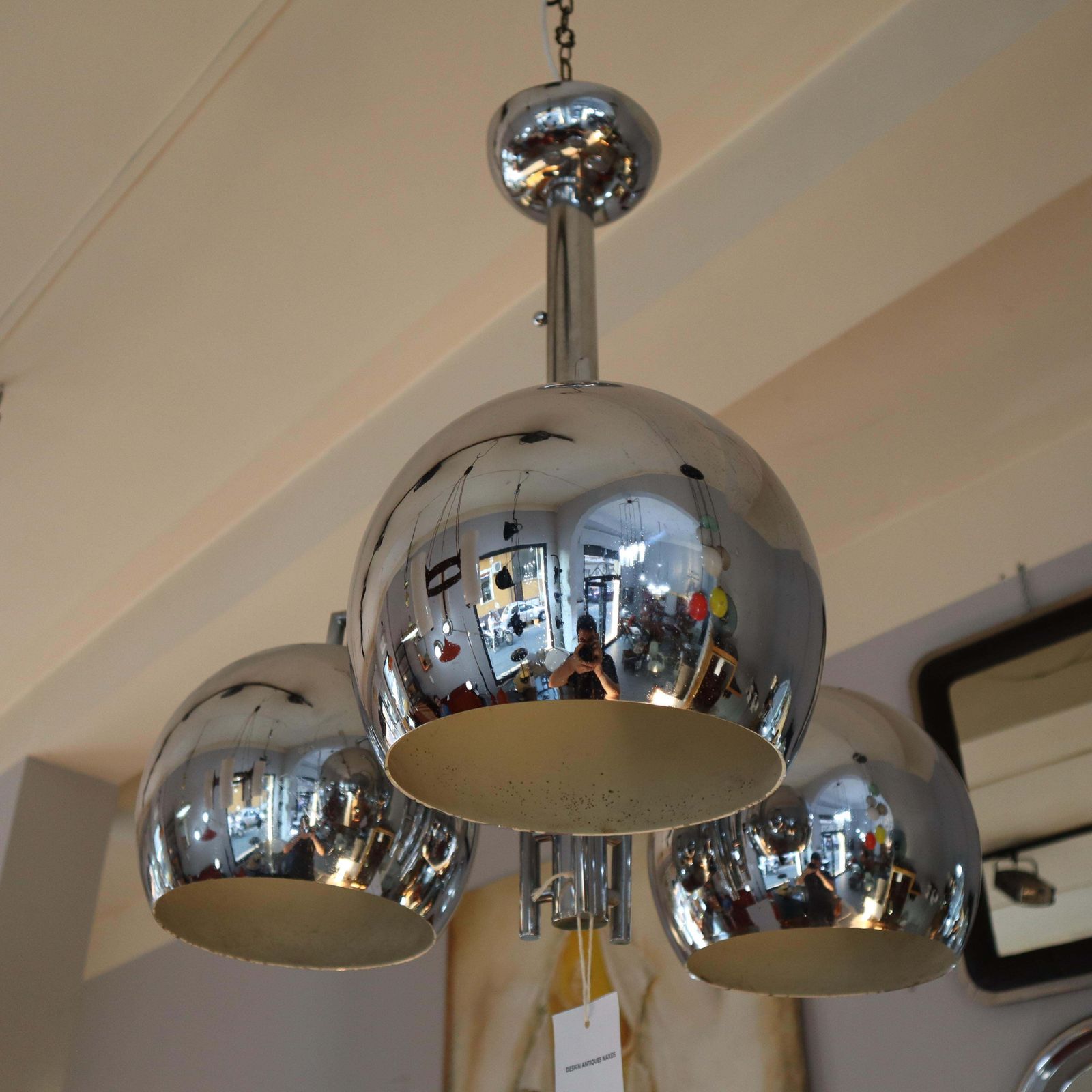 Mid Century Modern Chromed Sphere Chandelier Goffredo Reggiani, Italy, 1970s photo vinterior