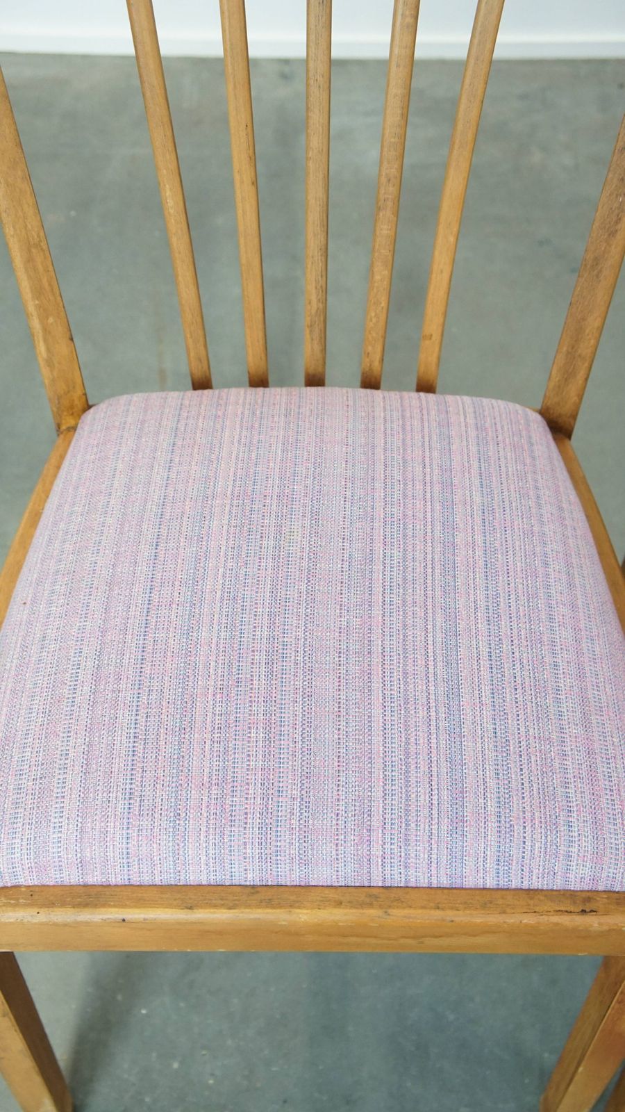 Nice, Cozy Set Of 4 Vintage Danish Design Dining Room Chairs From The 70s With Beautiful Light Purple Fabric Seats photo buy