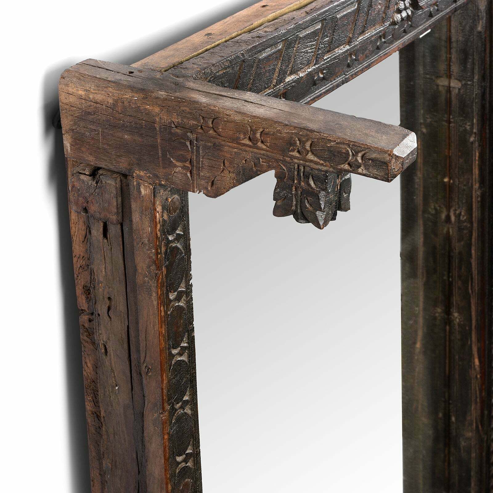 Antique Indian Floor Mirror From Nagaur, Ca 1900 photo vinterior