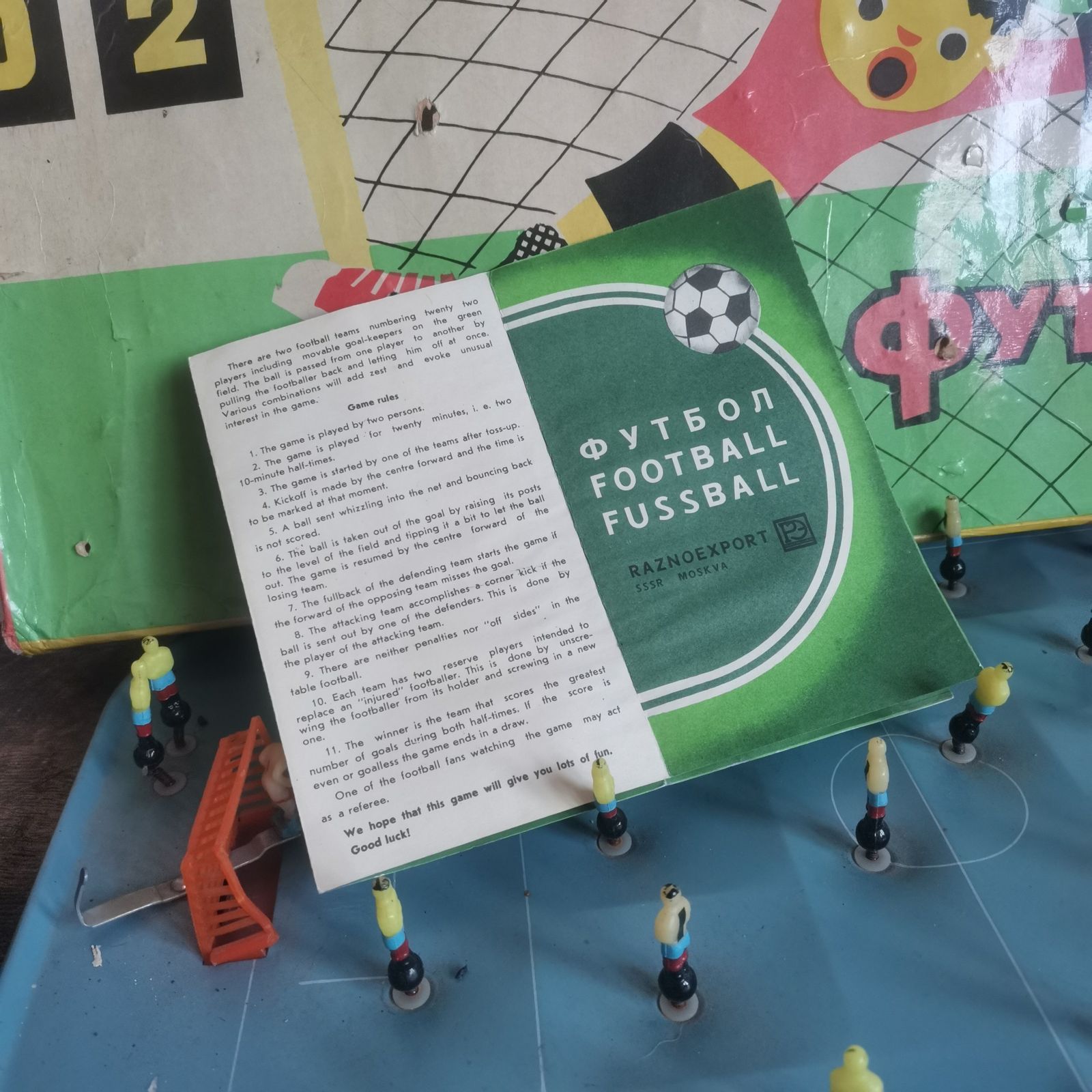 Ussr Rare Vintage Russian Toy Football Table   Nostalgic Collectible With Box & Instructions 1960s Soccer Game, photo vinterior