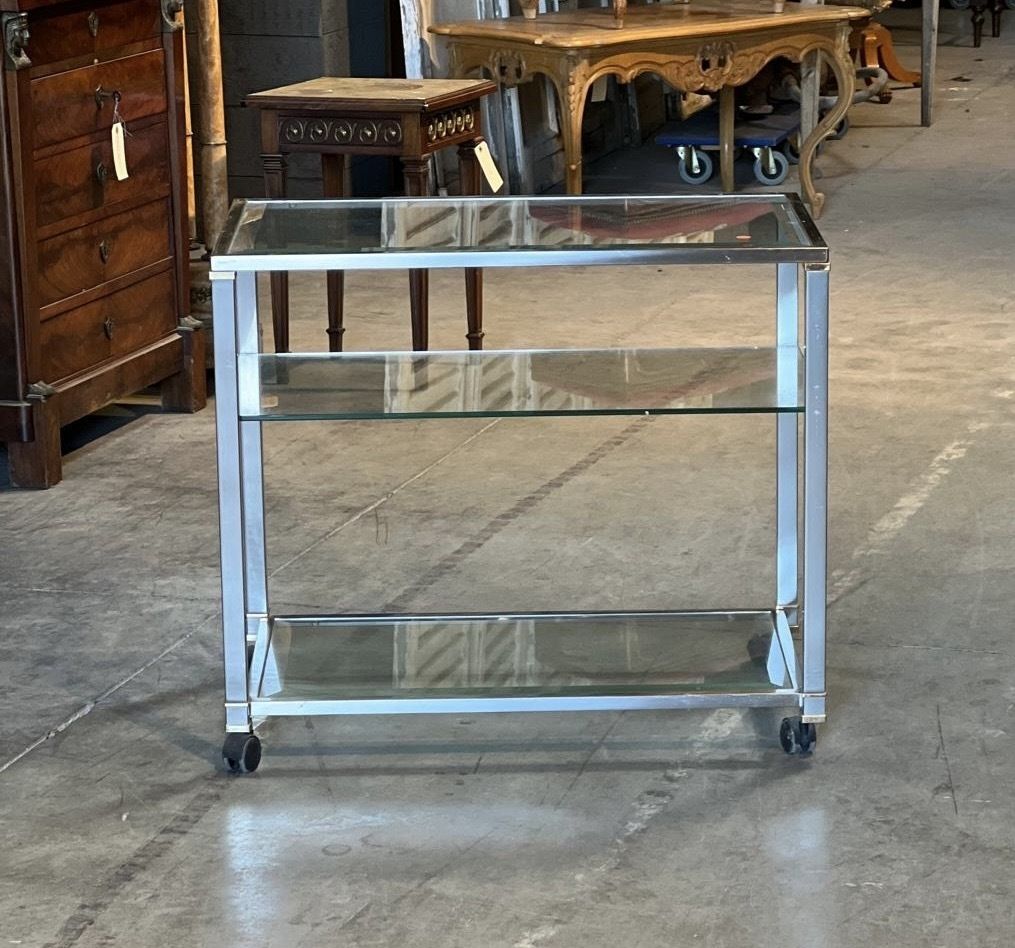 Quality French Mid Century Chrome Cocktail Trolley photo for sale