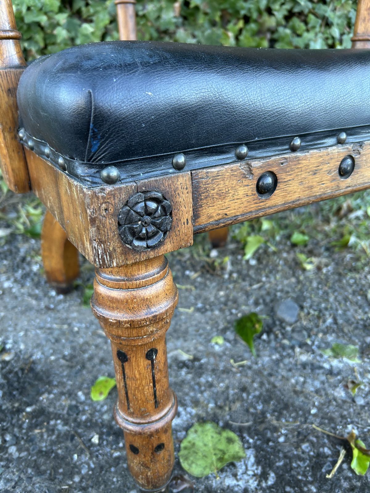1880s Victorian, Gothic Style, Oak Desk Chair photo buy